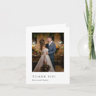Stylish Black and White Photo Modern Wedding Thank You Card