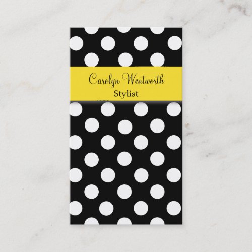 Stylish Black and White Polka Dot Business Card