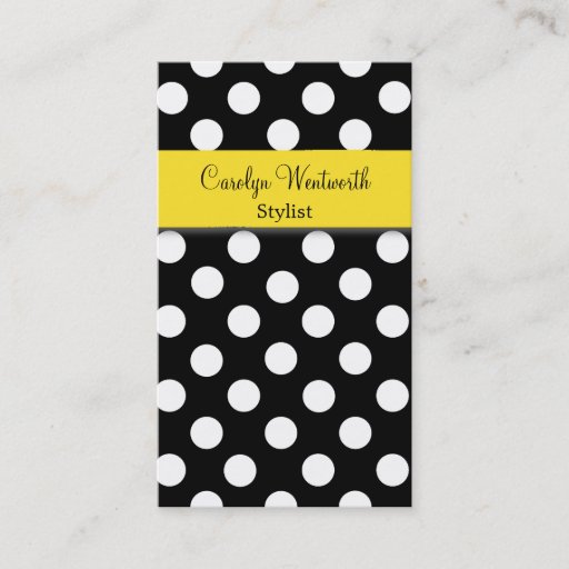 Customizable Stylish Black and White Polka Dot Business Card