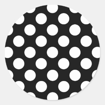 Stylish Black And White Polka Dots Pattern Classic Round Sticker by RosaAzulStudio at Zazzle