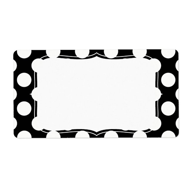 Stylish Black and White Polka Dots Pattern Label (Front)