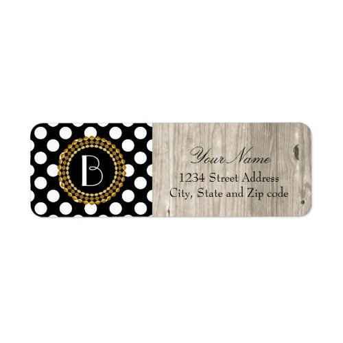 Stylish Black and White Polka Dots Pattern Label