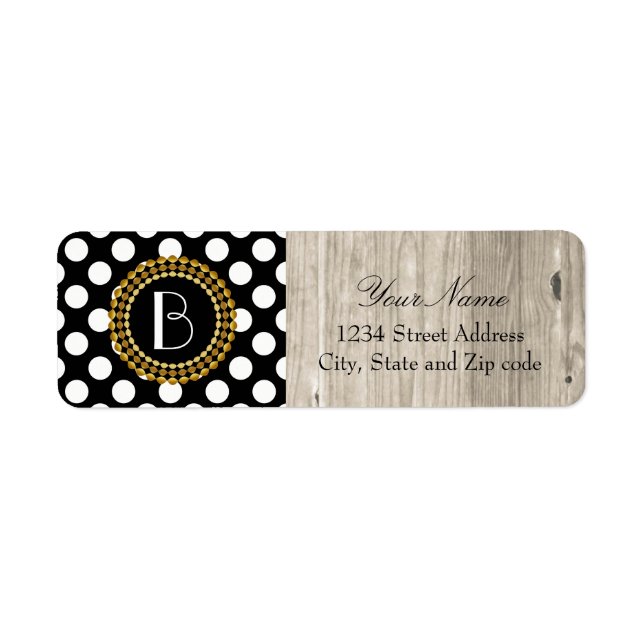 Stylish Black and White Polka Dots Pattern Label (Front)