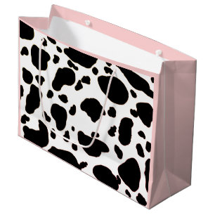 Stylish Black and White Print Pattern Pale Pink Large Gift Bag