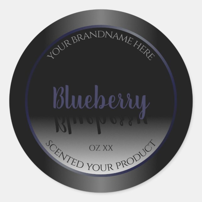 Stylish Black and White Product Labels Blue Frame (Front)