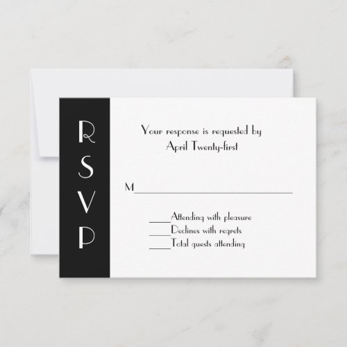 Stylish Black and White RSVP Response Card