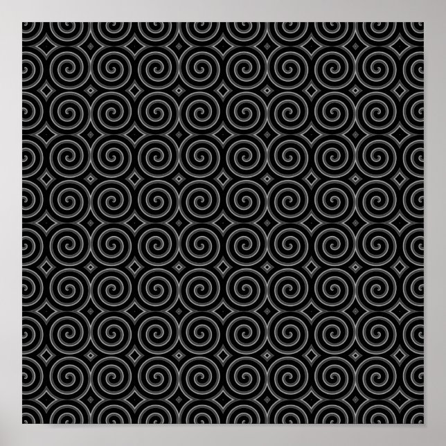 Stylish, black and white spiral design. poster (Front)