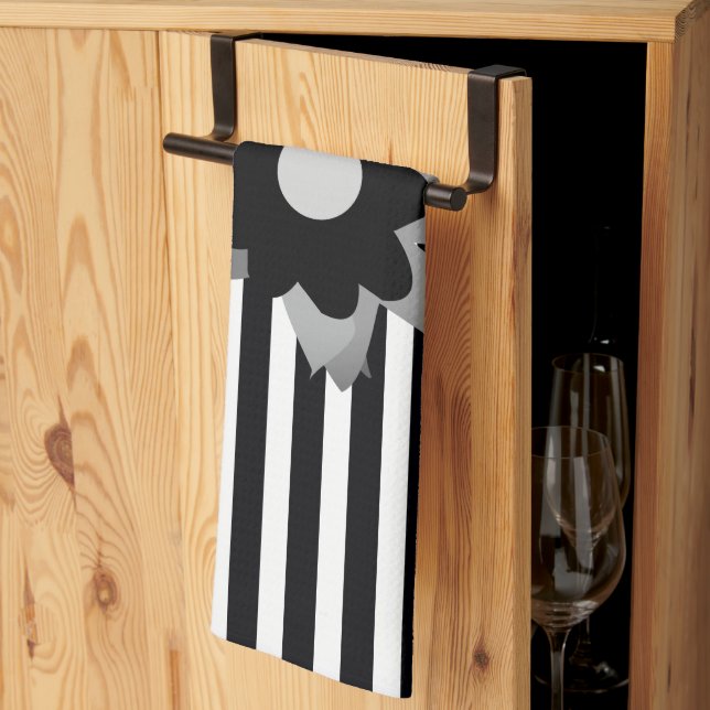 Stylish Black And White Stripe Kitchen Towel (Thirds Fold)