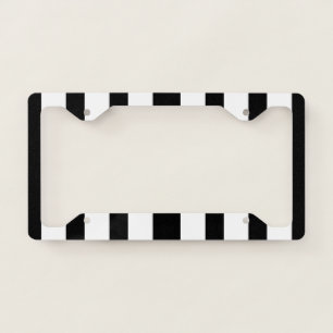 Stylish Black and White Striped License Plate Frame