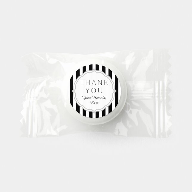 Stylish Black and White Stripes Pattern Thank You Life Saver® Mints (Front)