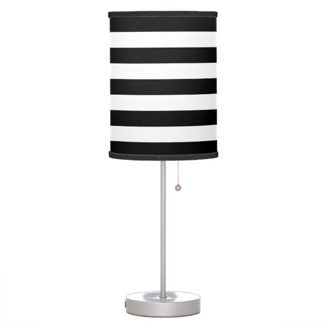 Stylish Black and White Stripes Table Lamp (Left)