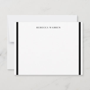 Stylish Black and White Two Border Simple Flat Note Card