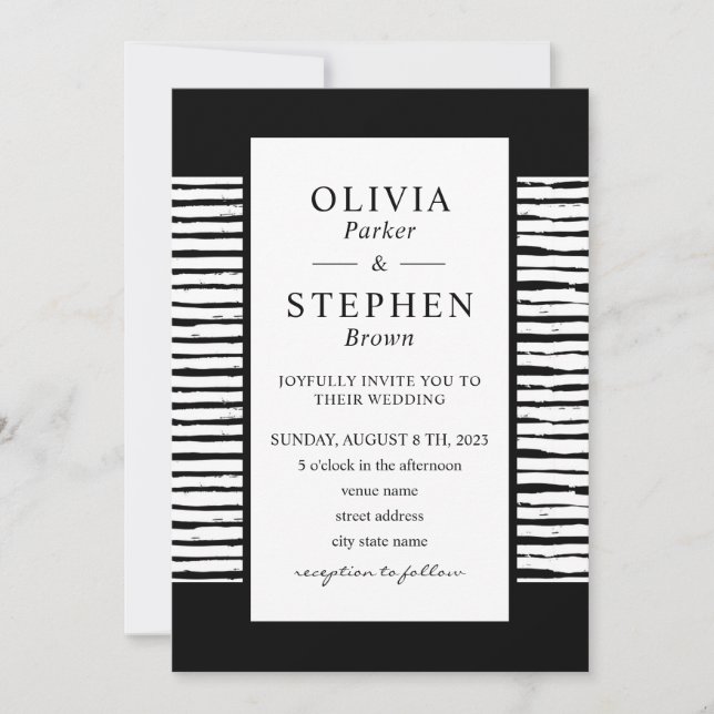 Stylish black and white typography Wedding Invitat Invitation (Front)
