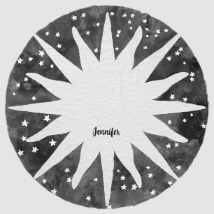 Stylish Black And White Vintage Sun Round Beach Towel