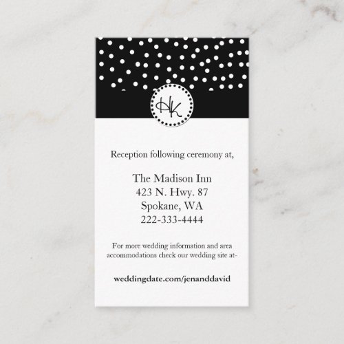 Stylish Black and White Wedding enclosure cards Business Cards