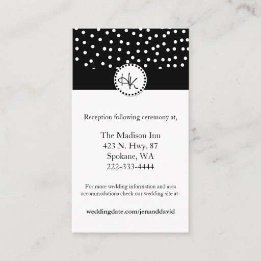 Customizable Stylish Black and White Wedding enclosure cards Business Cards