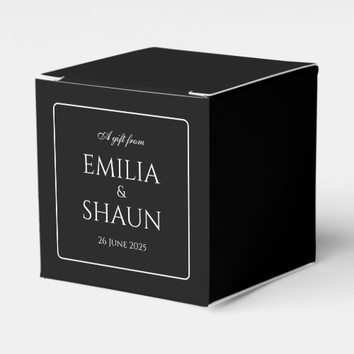 Stylish Black and White Wedding Favor Box