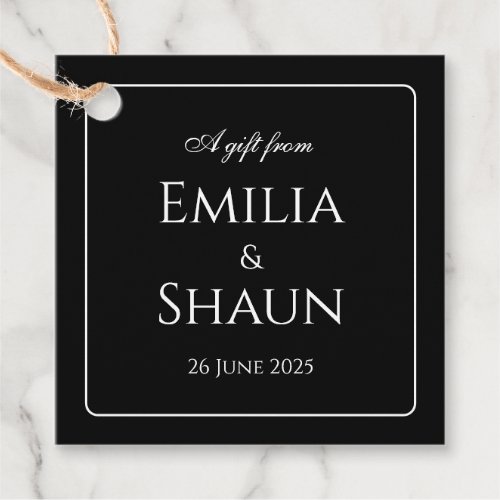 Stylish Black and White Wedding Favor Tags