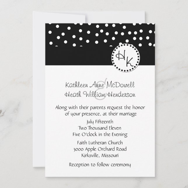 Stylish Black and White Wedding Invitation (Front)