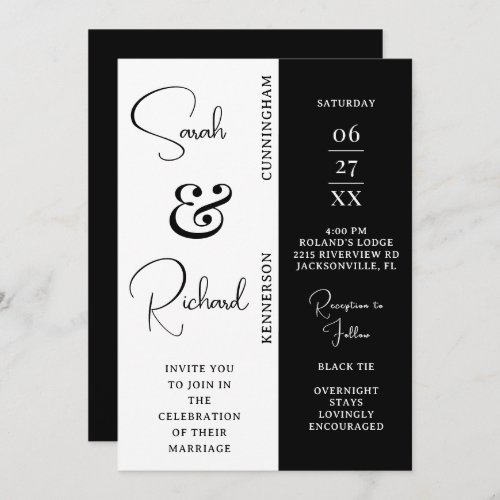 Stylish Black and White Wedding Invitation