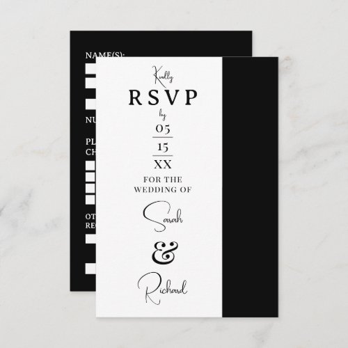Stylish Black and White Wedding Response Card