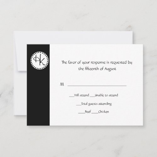 Stylish Black and White Wedding RSVP Card