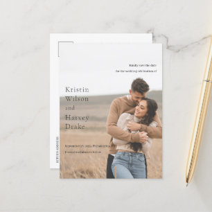 Stylish Black and White Wedding Save the Date Announcement Postcard