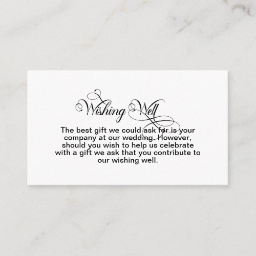 Stylish Black and White Wedding Wishing Well Enclosure Card