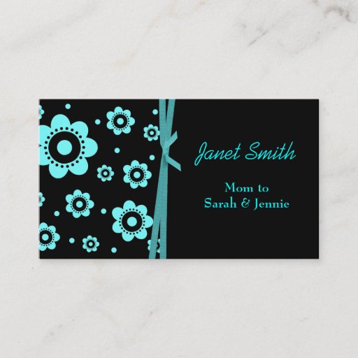 Customizable Stylish Black &amp; Aqua Mommy Card Business Cards