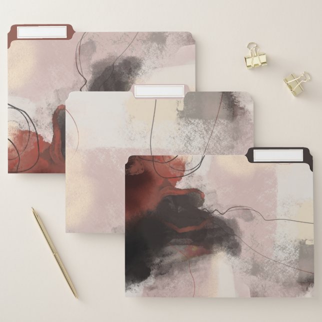 Stylish Black Blush Modern Abstract  File Folder (Set)