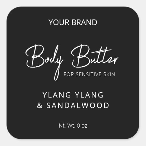 Stylish Black Body Butter Labels