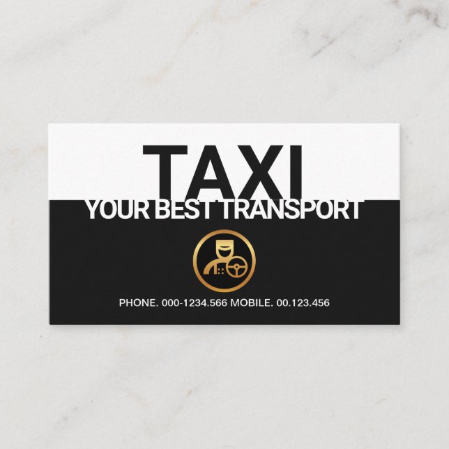 Stylish Black Border Taxi Cab Designated Driver Business Card (Front)