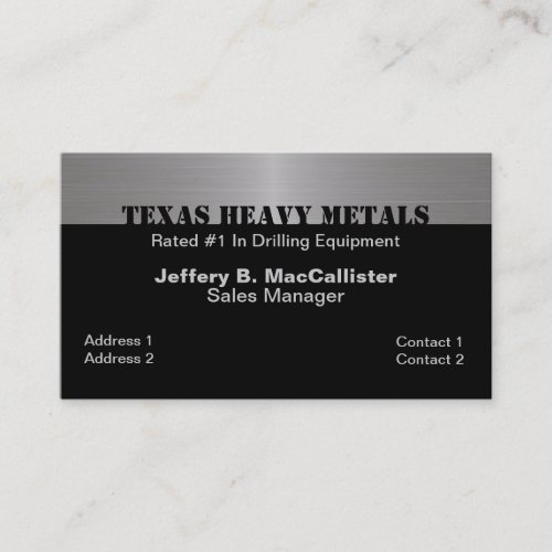 Stylish Black &amp; Brushed Aluminum Look Business Cards