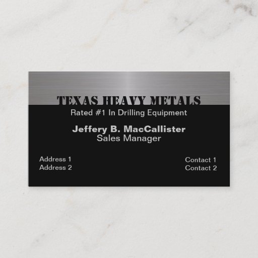 Customizable Stylish Black &amp; Brushed Aluminum Look Business Cards