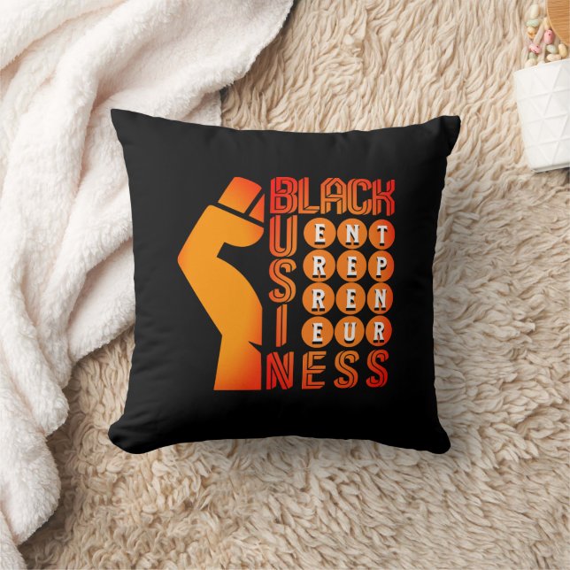 Stylish Black Business Entrepreneur Throw Pillow (Blanket)