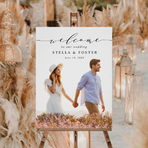 Stylish Black Calligraphy Wedding Photo Welcome  Foam Board