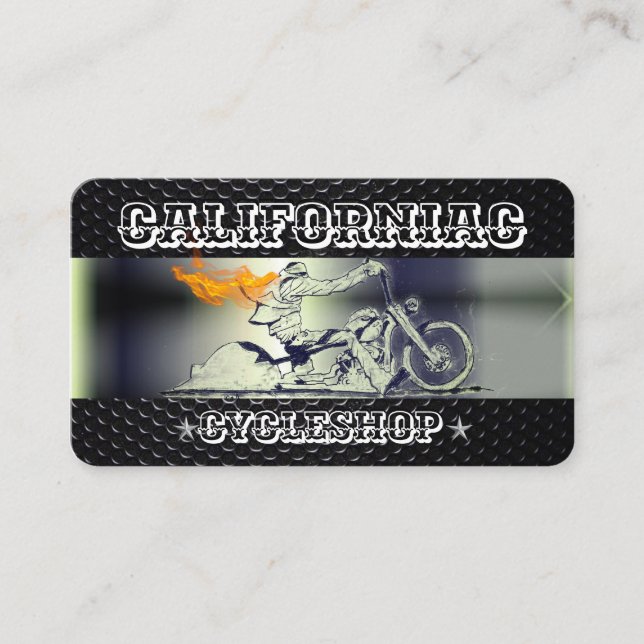 Stylish, black& chrome Motorcycle Business Card (Front)