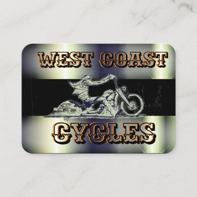 Stylish, black& chrome Motorcycle Business Card (Front)