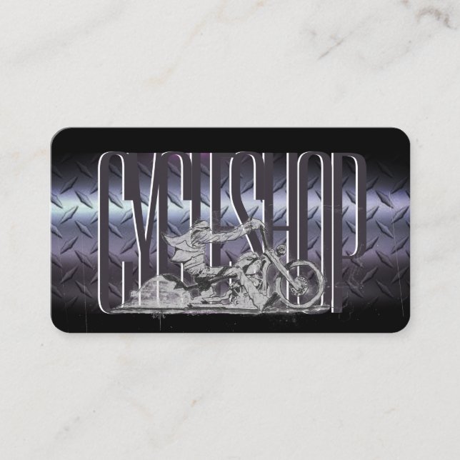 Stylish, black& chrome Motorcycle Business Card (Front)