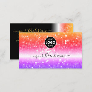 Stylish Black Colorful Sparkling Glitter with Logo Business Card