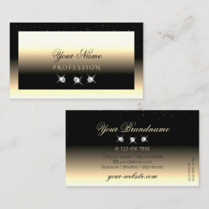 Stylish Black Cream Gold Sparkle Diamonds Luxury Business Card