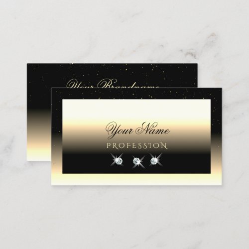 Stylish Black Cream Gold Sparkle Diamonds Luxury Business Card