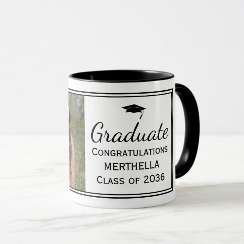 Stylish Black Custom Photo Graduation Mug
