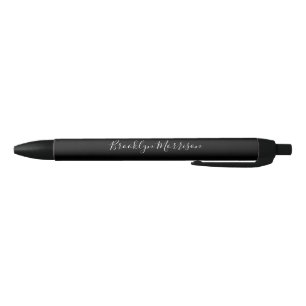 Stylish black custom script monogram name  pen