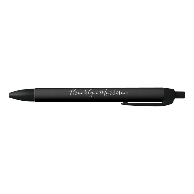 Stylish black custom script monogram name  pen (Bottom)