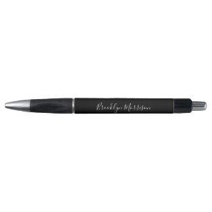 Stylish black custom script monogram name text pen