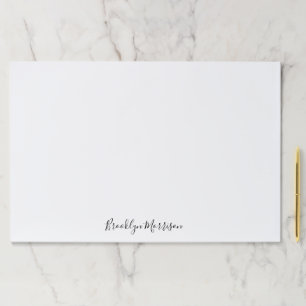 Stylish black custom script name text monogram paper pad