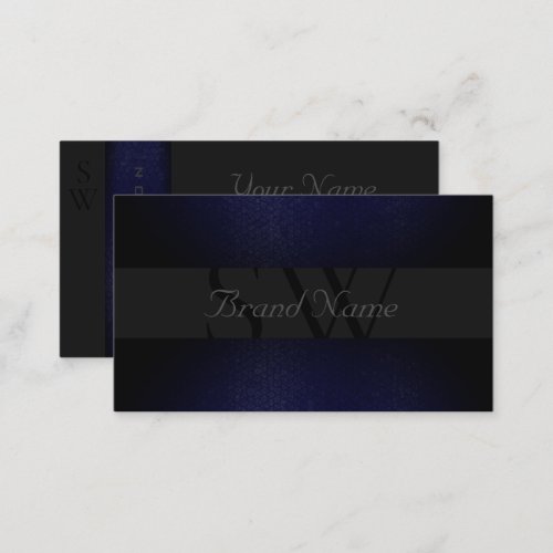 Stylish Black Dark Blue Gray Colors with Monogram  Business Card