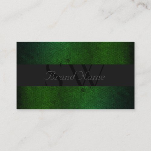 Stylish Black Dark Gray Green Colors with Initials Business Card