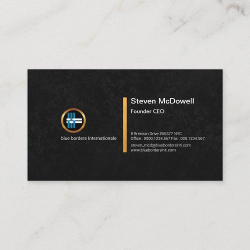 Stylish Black Daubs Grunge Gold Faux Line CEO Business Card